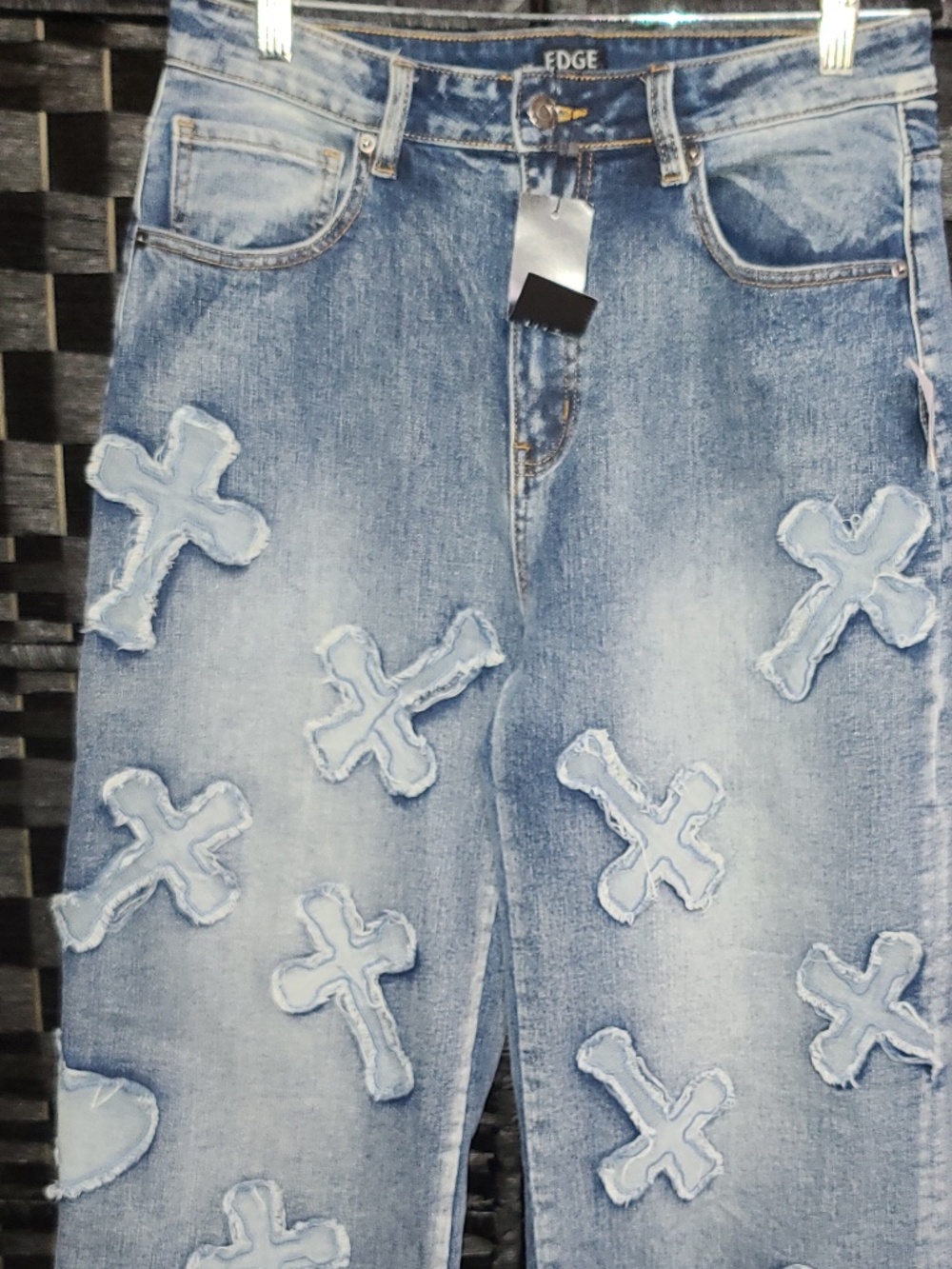 Edge Cross My Heart Denim Jeans size Large NWT